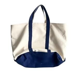 Canvas Tote Bag With Blue Handles No Brand Size 20x15 preowned